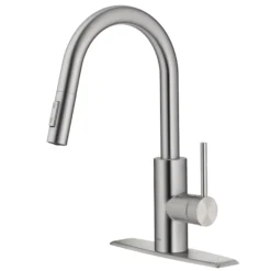 Single Handle Pull Down Kitchen Faucet with QuickDock Top Mount Installation Assembly in Spot Free Stainless Steel