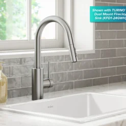 Single Handle Pull Down Kitchen Faucet with QuickDock Top Mount Installation Assembly in Spot Free Stainless Steel