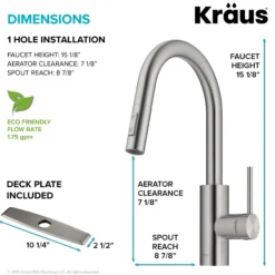 Single Handle Pull Down Kitchen Faucet with QuickDock Top Mount Installation Assembly in Spot Free Stainless Steel
