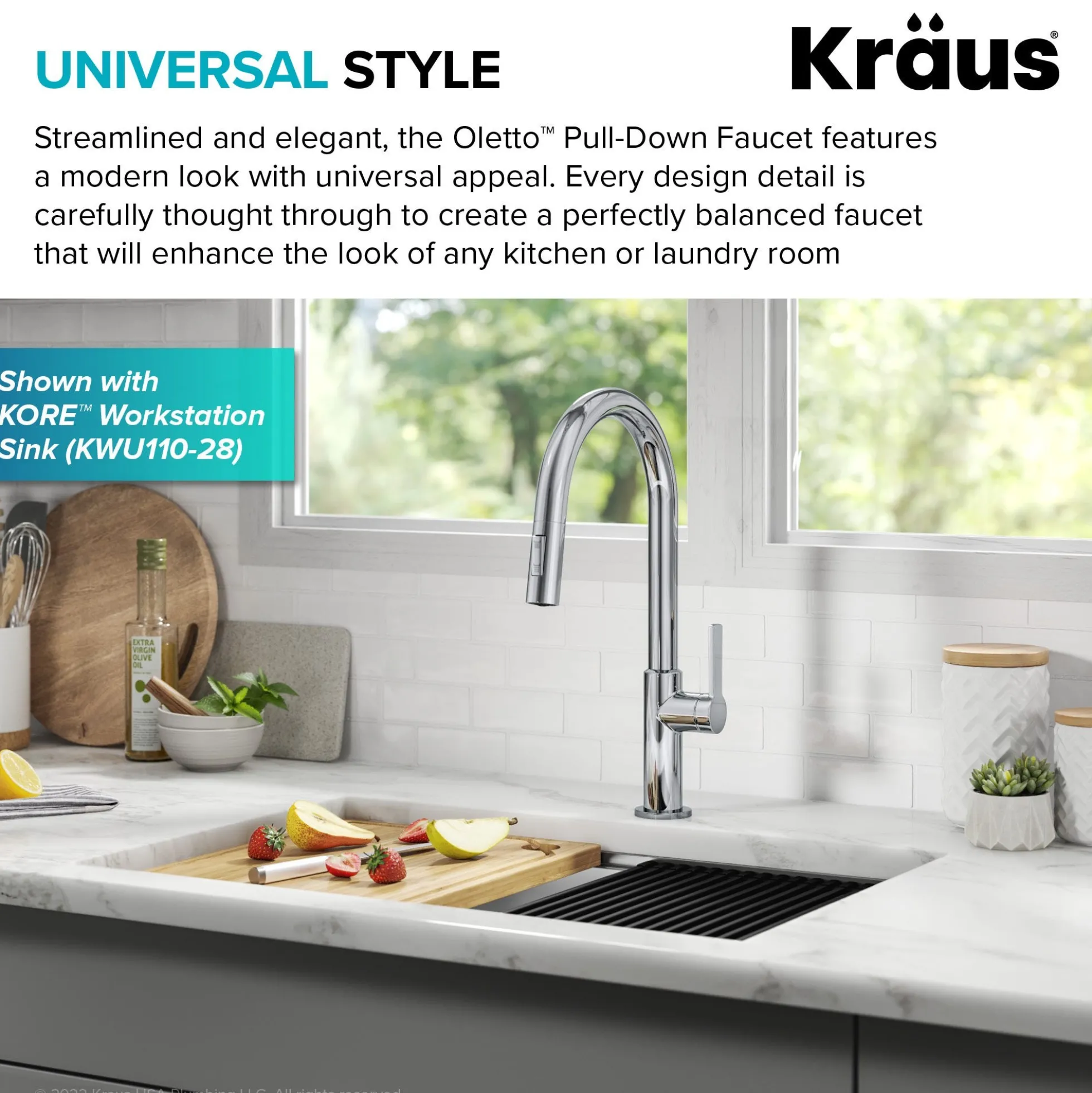 Single Handle Pull Down Kitchen Faucet in Chrome
