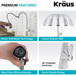 Single Handle Pull-Down Kitchen Faucet in Chrome/White