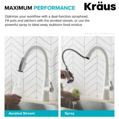 Single Handle Pull-Down Kitchen Faucet in Chrome/White