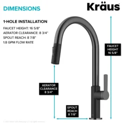 Single Handle Pull Down Kitchen Faucet in Matte Black / Spot Free Black Stainless Steel