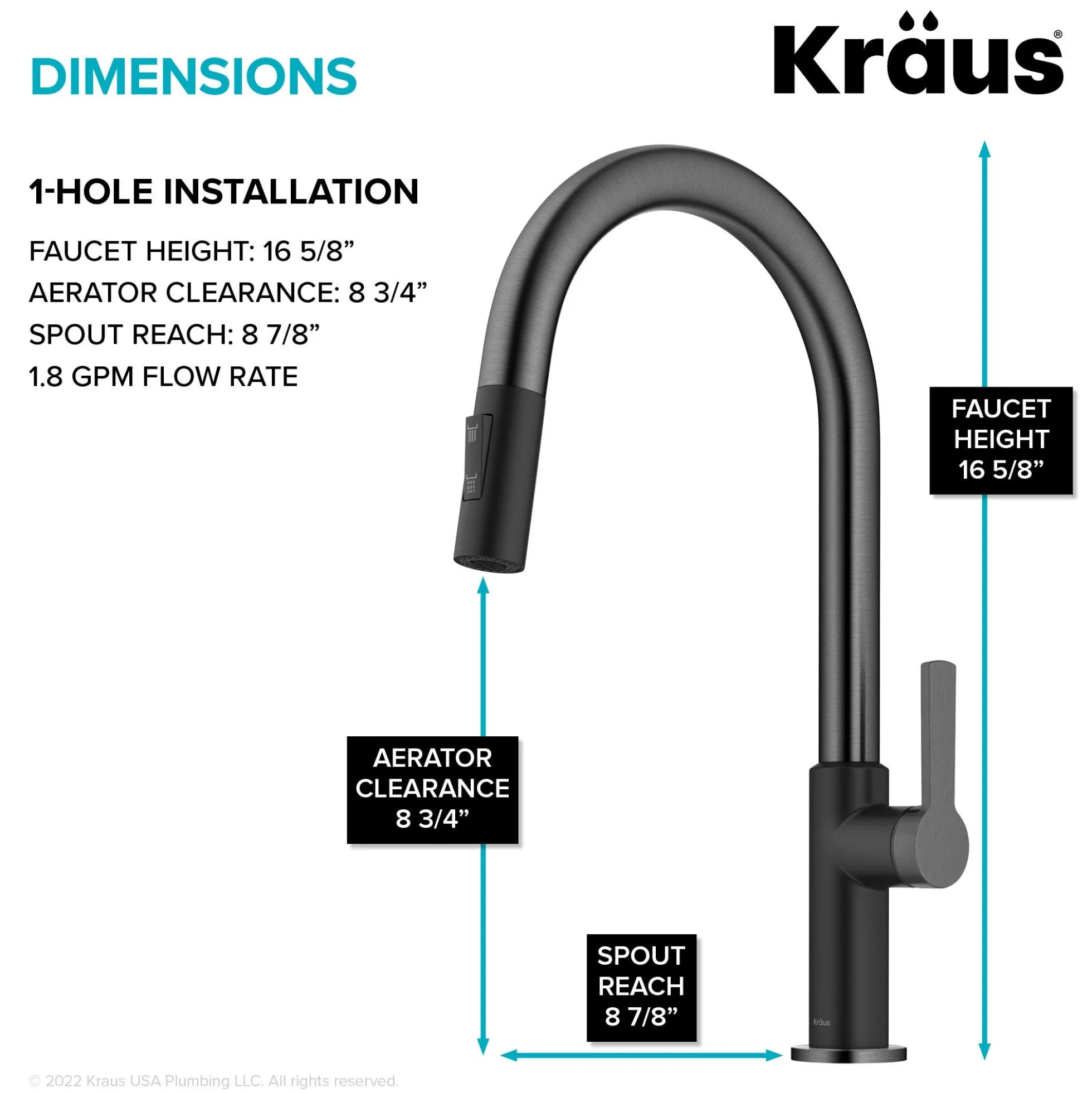Single Handle Pull Down Kitchen Faucet in Matte Black / Spot Free Black Stainless Steel