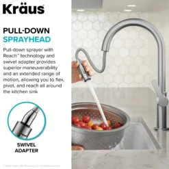 Single Handle Pull Down Kitchen Faucet in Matte Black / Spot Free Black Stainless Steel