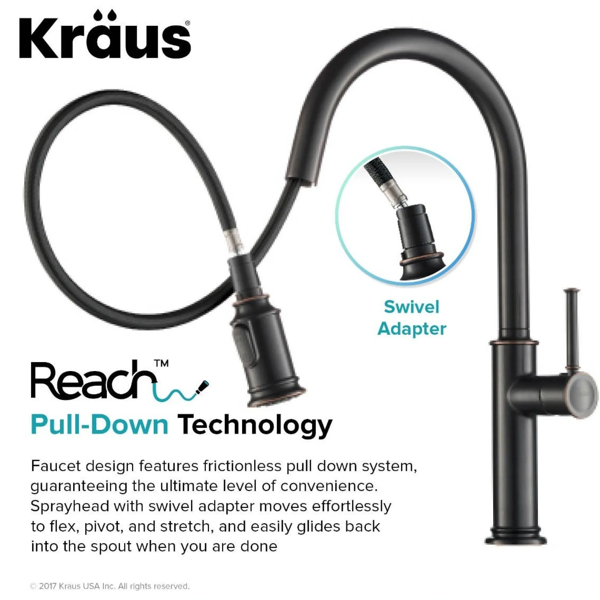 Single Handle Pull-Down Kitchen Faucet in Oil Rubbed Bronze