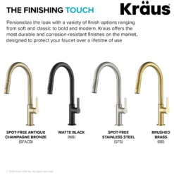 Single Handle Pull Down Kitchen Faucet in Spot Free Antique Champagne Bronze