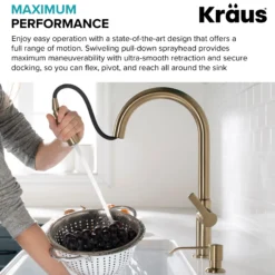 Single Handle Pull Down Kitchen Faucet in Spot Free Antique Champagne Bronze