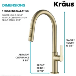 Single Handle Pull Down Kitchen Faucet in Spot Free Antique Champagne Bronze