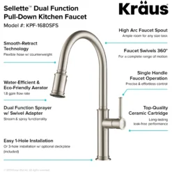 Single Handle Pull-Down Kitchen Faucet in Spot Free Stainless Steel