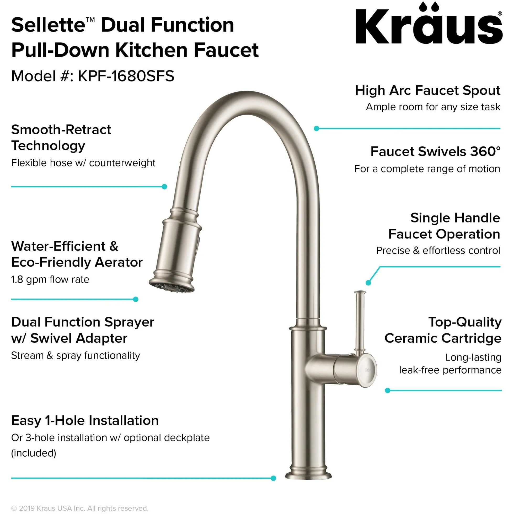 Single Handle Pull-Down Kitchen Faucet in Spot Free Stainless Steel