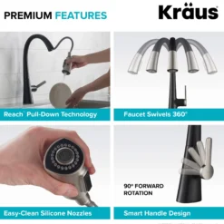 Single Handle Pull-Down Kitchen Faucet in Spot Free Stainless Steel/Matte Black
