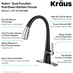Single Handle Pull-Down Kitchen Faucet in Spot Free Stainless Steel/Matte Black