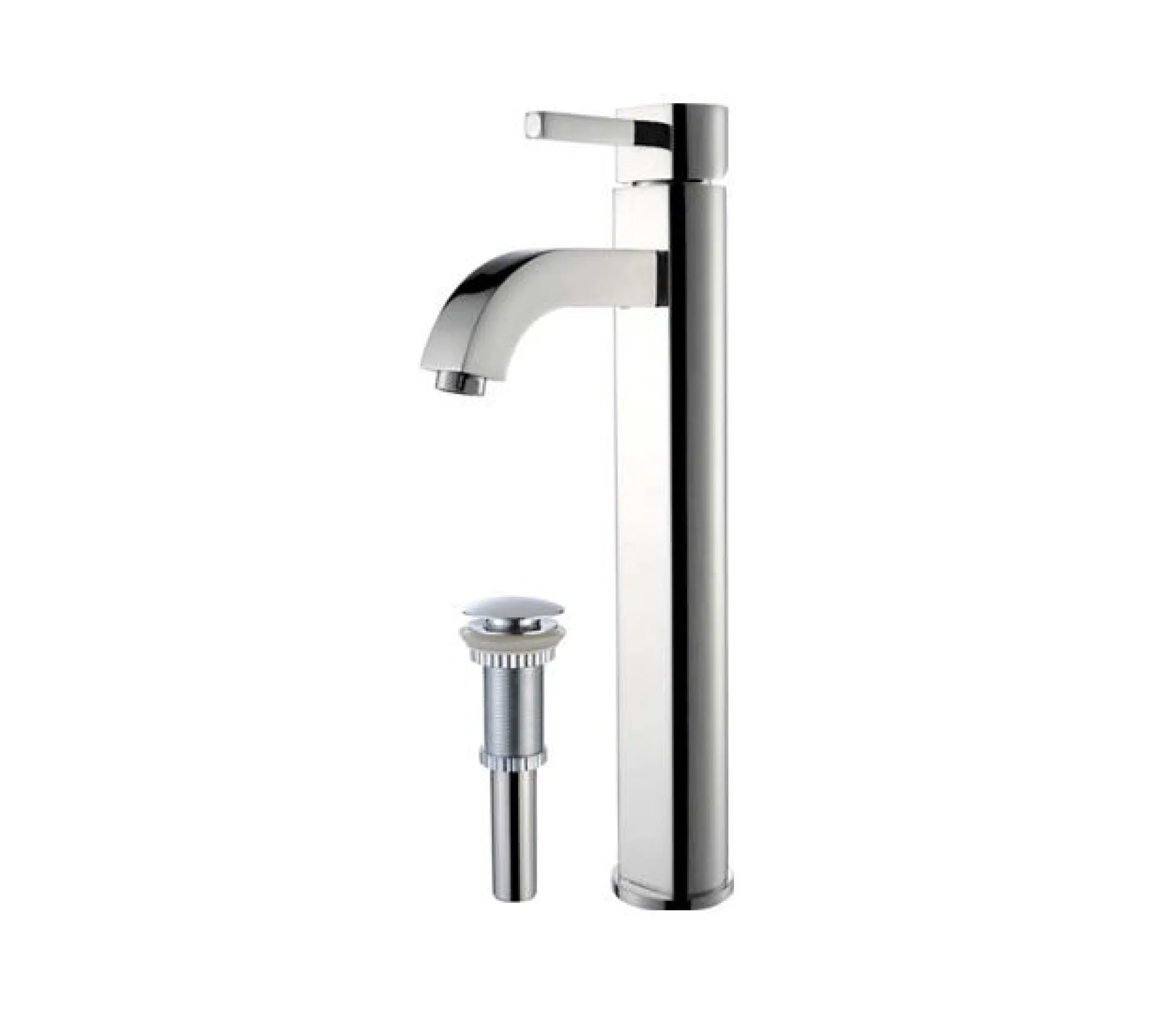 Single Handle Vessel Bathroom Faucet with Pop-Up Drain in Chrome