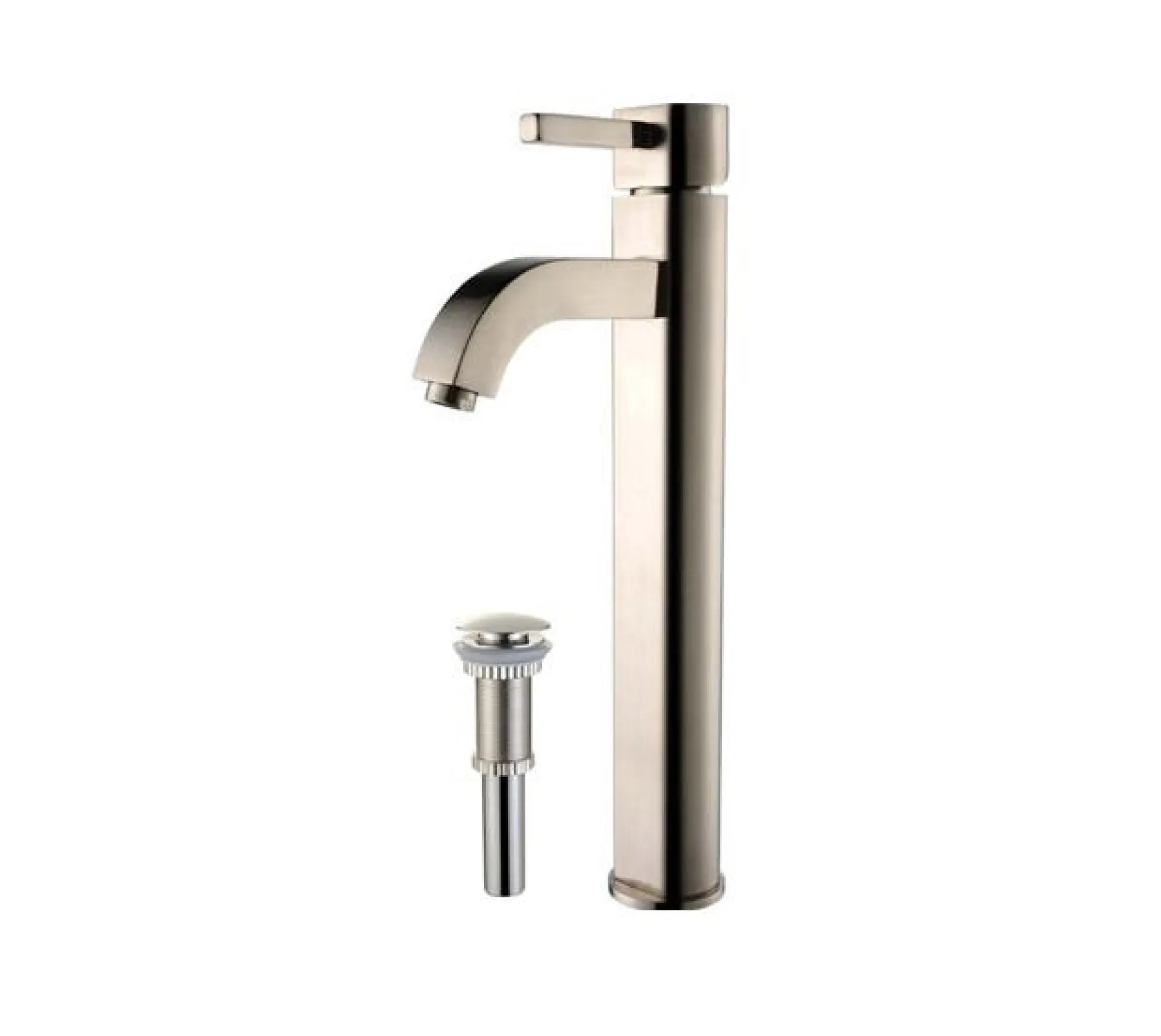 Single Handle Vessel Bathroom Faucet with Pop-Up Drain in Satin Nickel