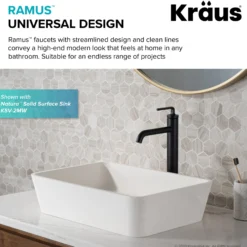 Single Handle Vessel Bathroom Faucet with Pop-Up Drain in Matte Black