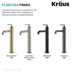 Single Handle Vessel Bathroom Faucet with Pop-Up Drain in Matte Black