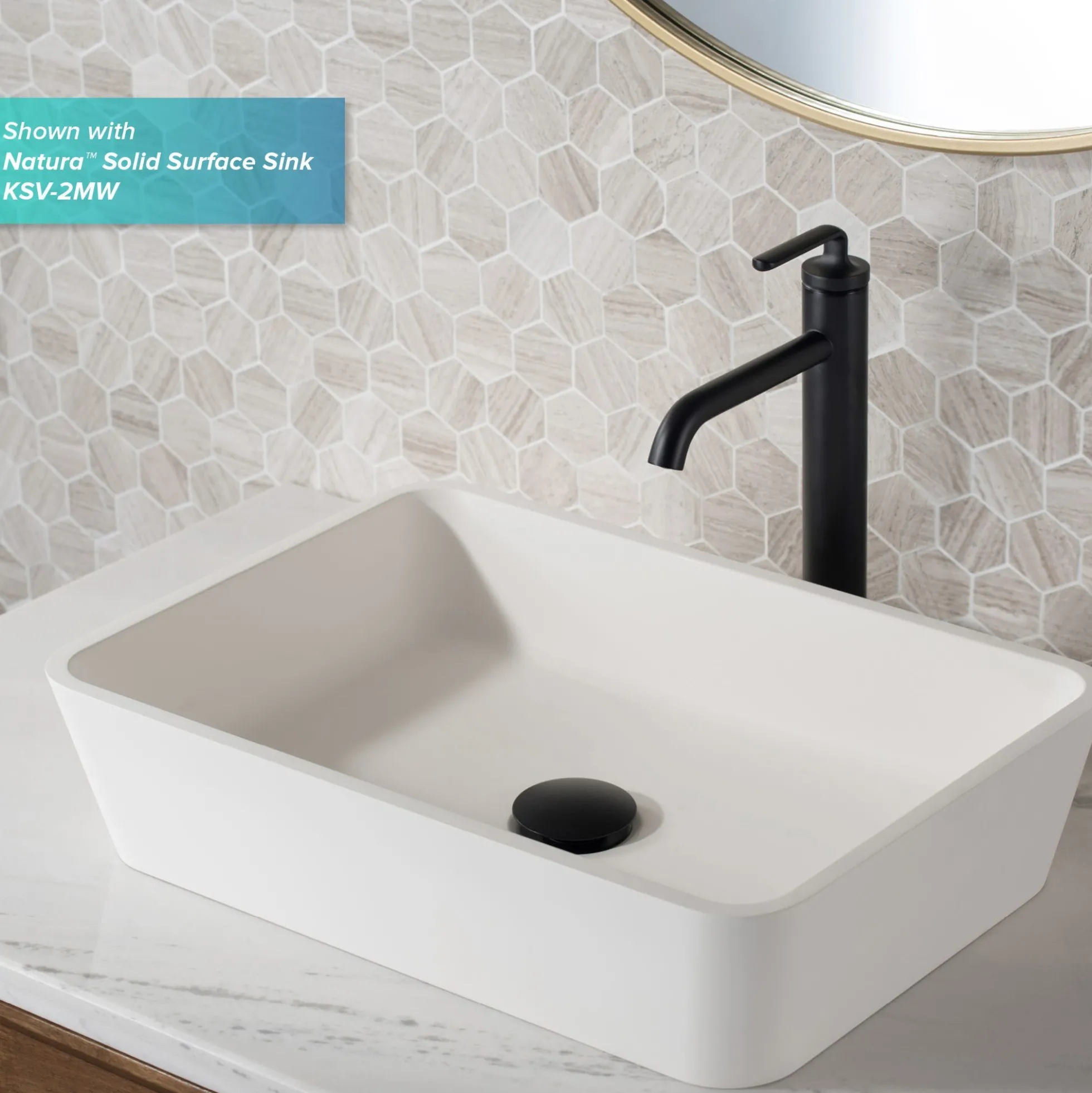 Single Handle Vessel Bathroom Faucet with Pop-Up Drain in Matte Black