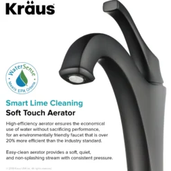Single Handle Vessel Bathroom Faucet with Pop-Up Drain in Matte Black