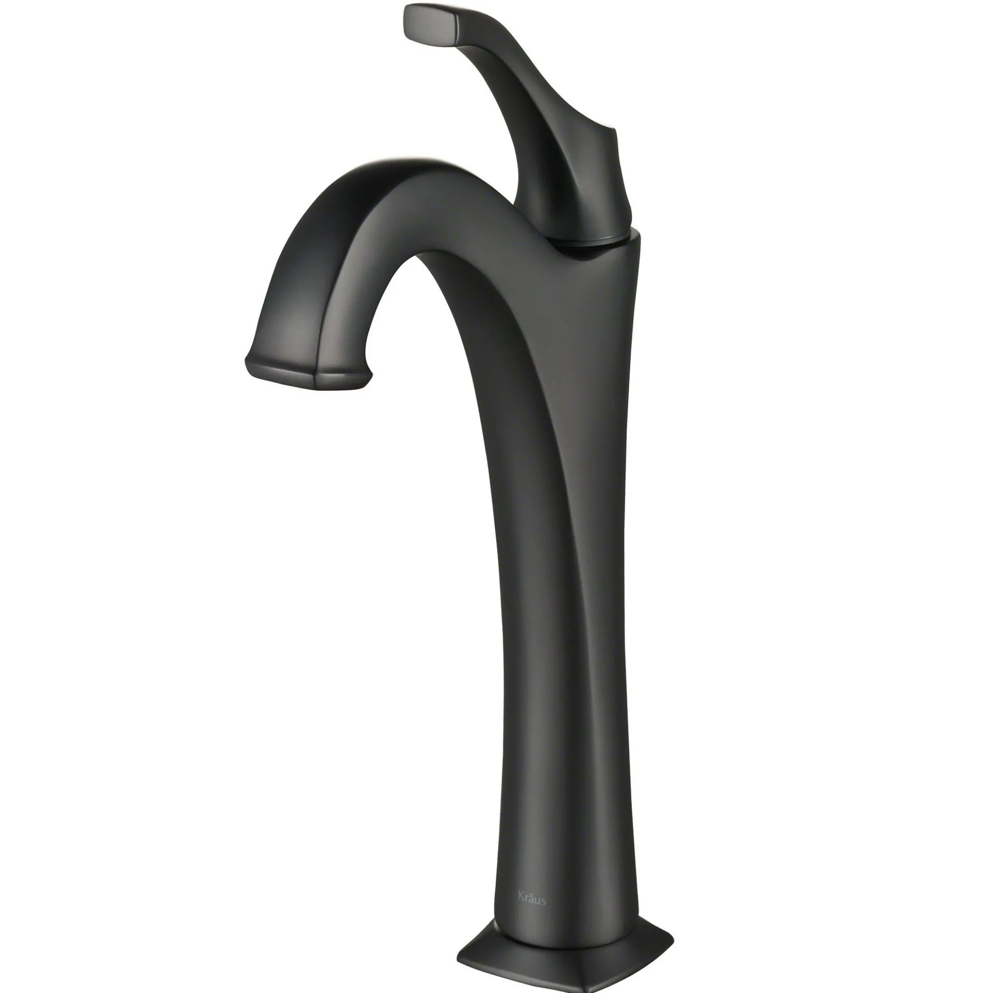 Single Handle Vessel Bathroom Faucet with Pop-Up Drain in Matte Black