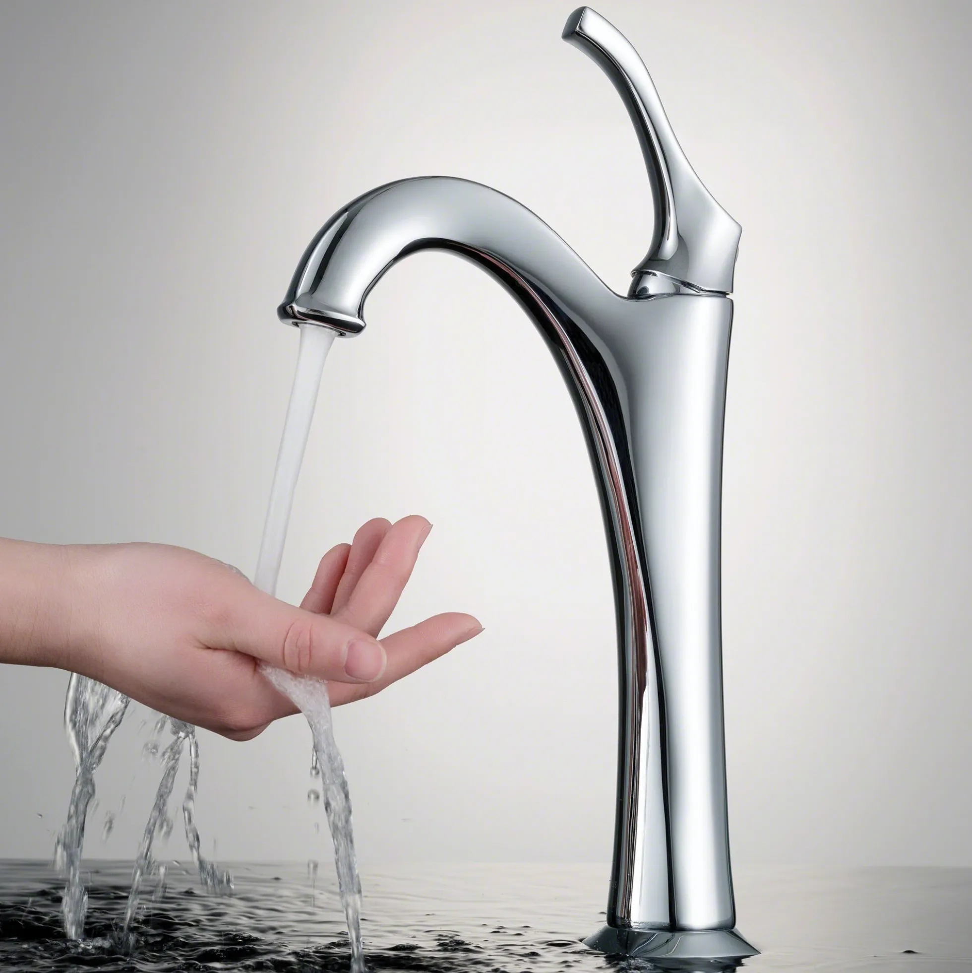 Single Handle Vessel Bathroom Faucet with Pop-Up Drain in Chrome
