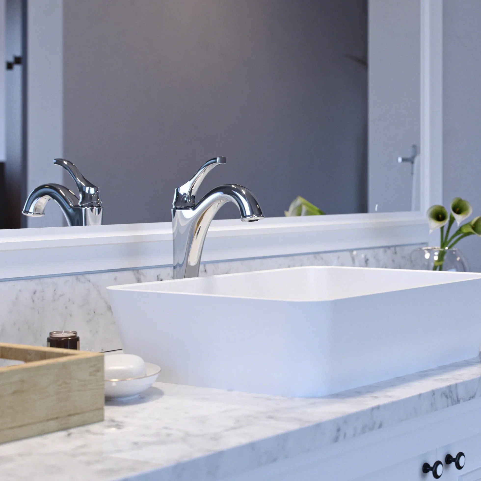 Single Handle Vessel Bathroom Faucet with Pop-Up Drain in Chrome