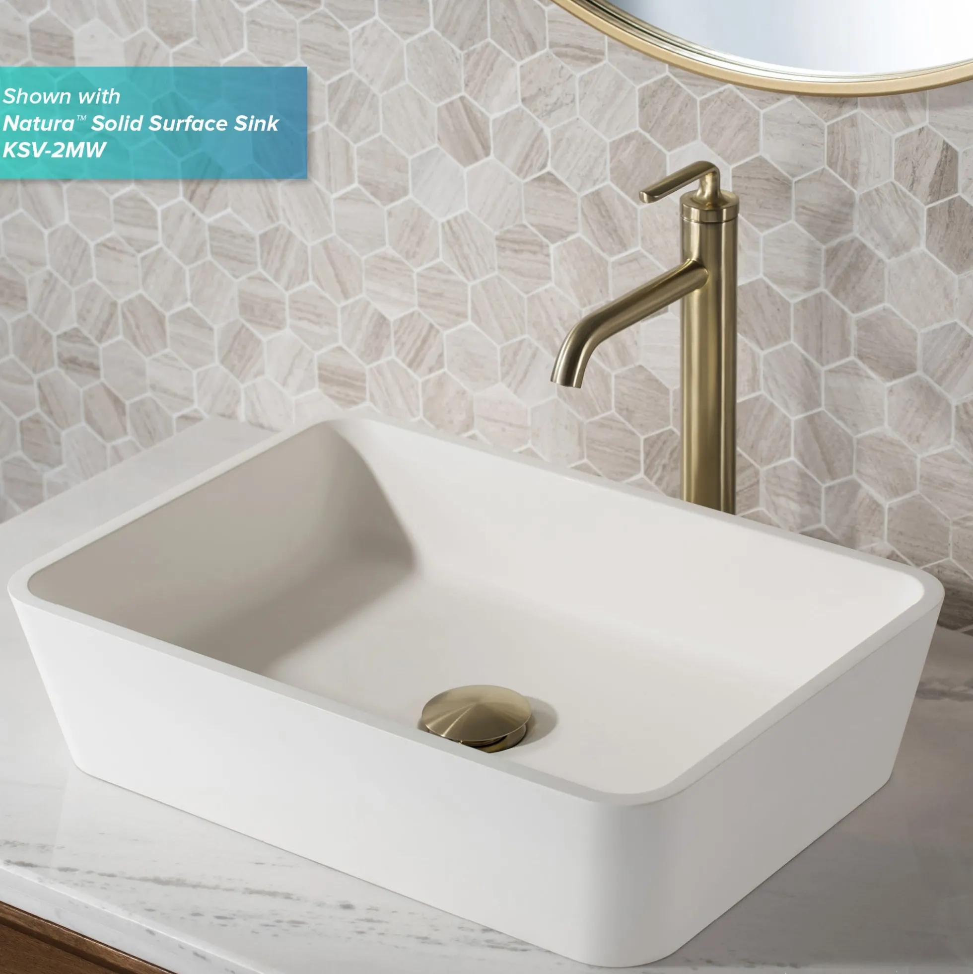 Single Handle Vessel Bathroom Faucet with Pop-Up Drain in Brushed Gold