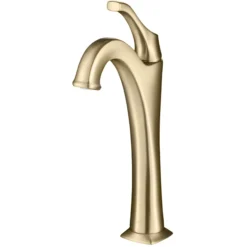 Single Handle Vessel Bathroom Faucet with Pop-Up Drain in Brushed Gold