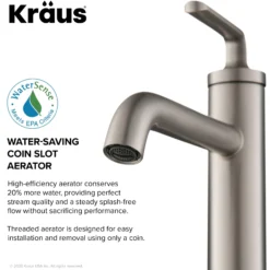 Single Handle Vessel Bathroom Faucet with Pop-Up Drain in Spot Free Stainless Steel