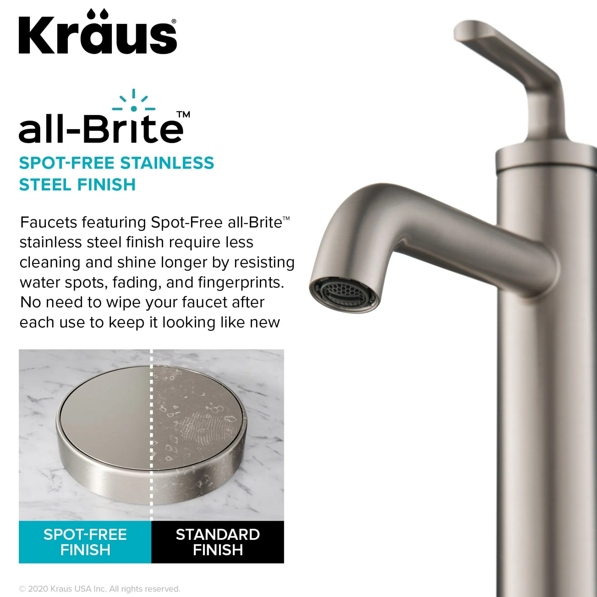 Single Handle Vessel Bathroom Faucet with Pop-Up Drain in Spot Free Stainless Steel