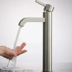 Single Handle Vessel Bathroom Faucet in Satin Nickel