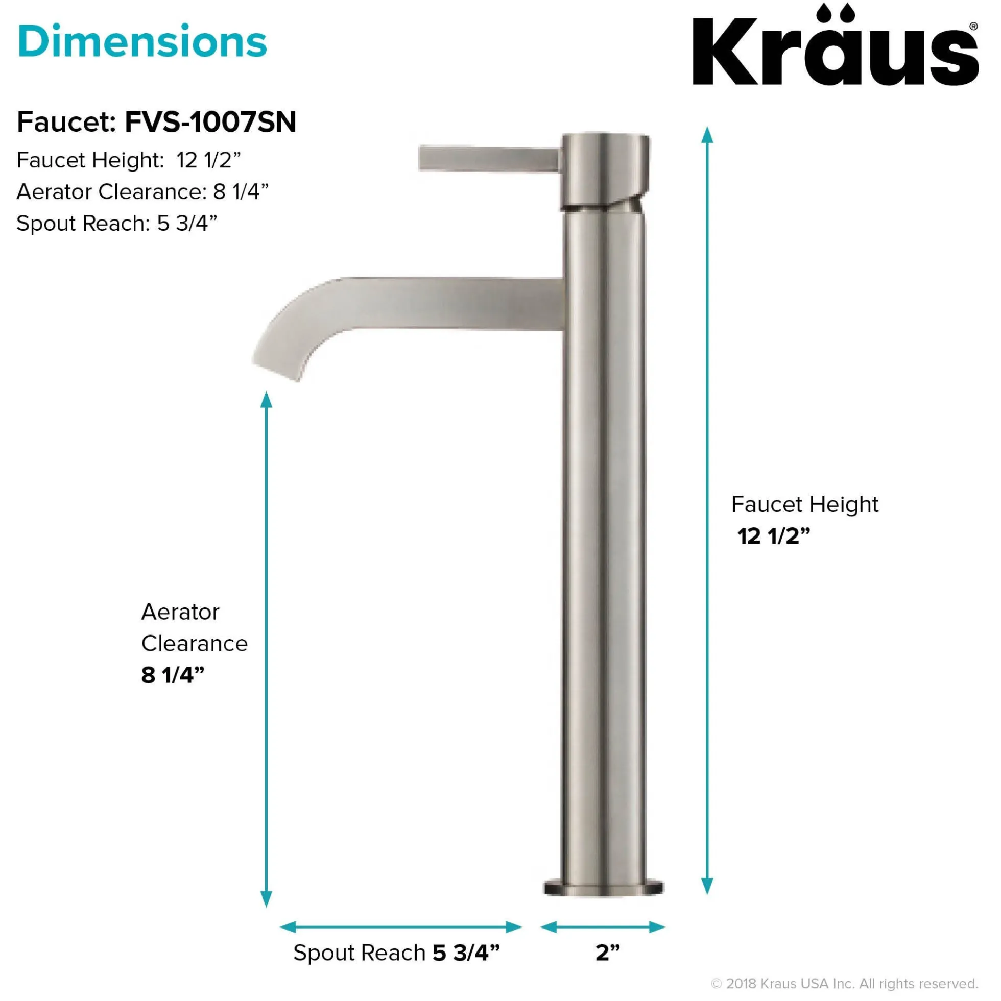 Single Handle Vessel Bathroom Faucet in Satin Nickel