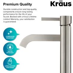 Single Handle Vessel Bathroom Faucet in Satin Nickel