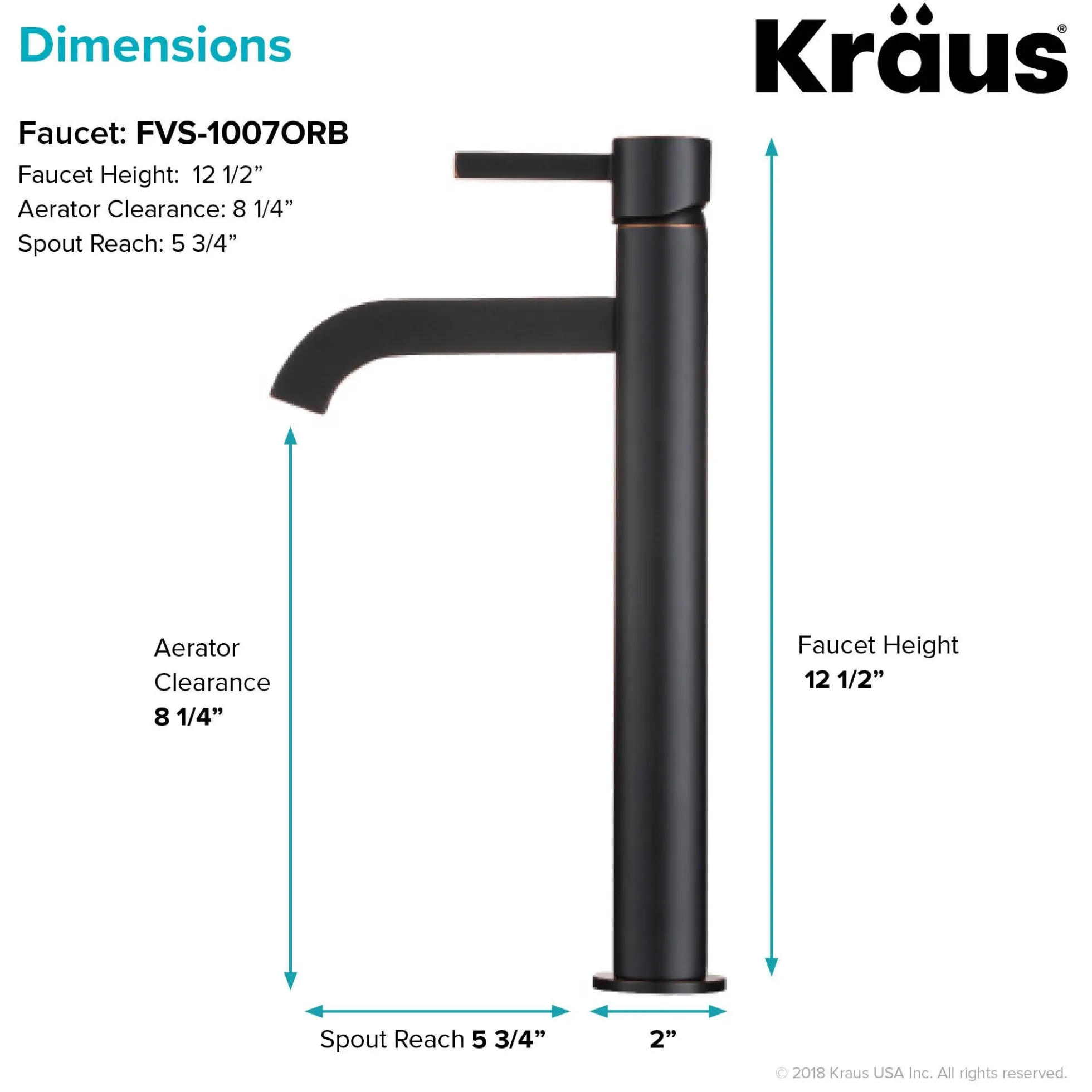 Single Handle Vessel Bathroom Faucet in Oil Rubbed Bronze