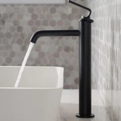 Single Handle Vessel Bathroom Faucet with Pop-Up Drain in Matte Black (2-Pack)