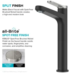 Single Handle Vessel Bathroom Faucet in Spot-Free Brushed Nickel / Matte Black with Pop Up Drain and Supply Lines