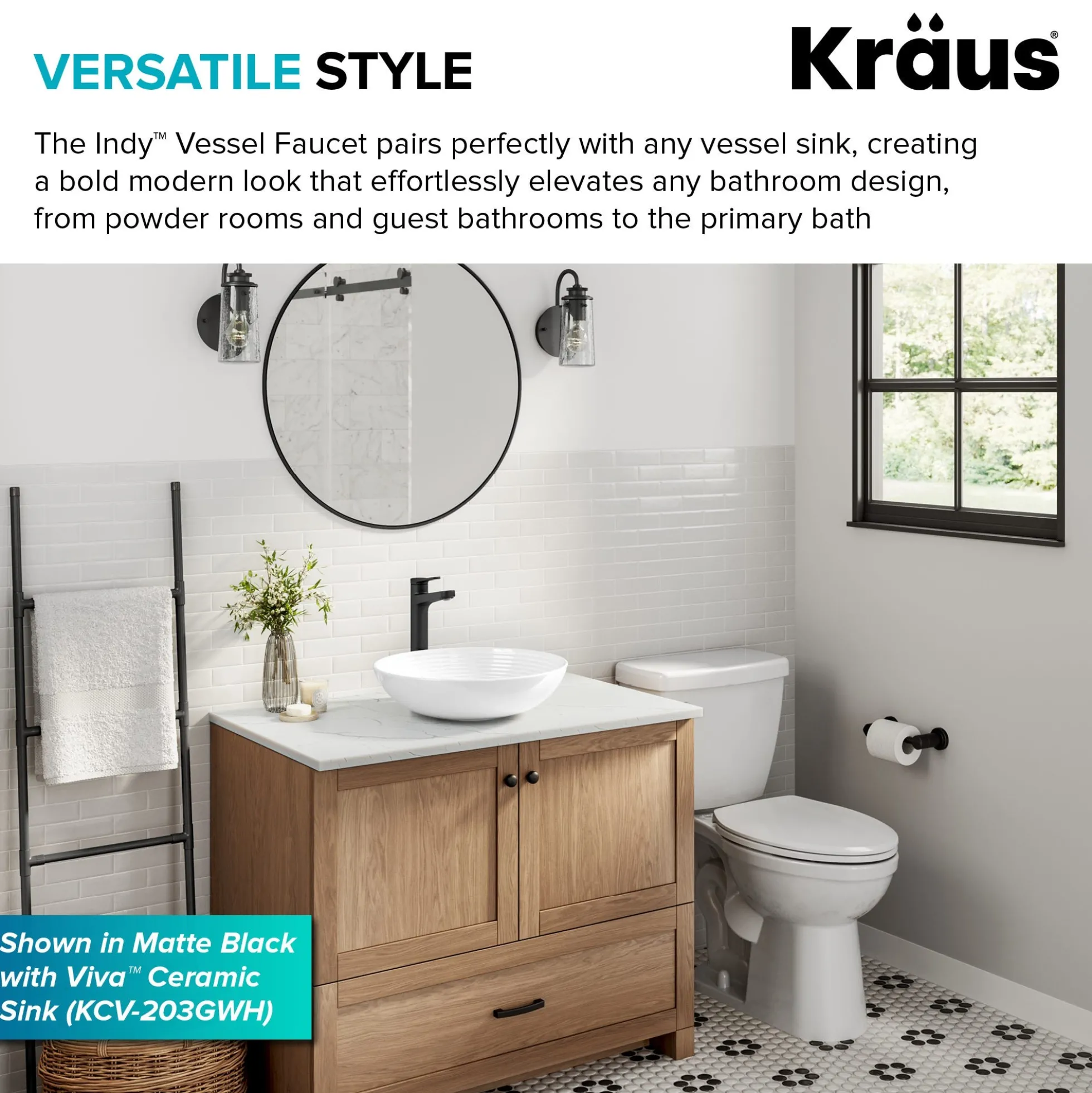 Single Handle Vessel Bathroom Faucet in Spot-Free Brushed Nickel / Matte Black with Pop Up Drain and Supply Lines