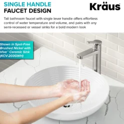 Single Handle Vessel Bathroom Faucet in Spot-Free Brushed Brass with Pop Up Drain and Supply Lines
