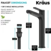 Single Handle Vessel Bathroom Faucet in Matte Black with Pop Up Drain and Supply Lines