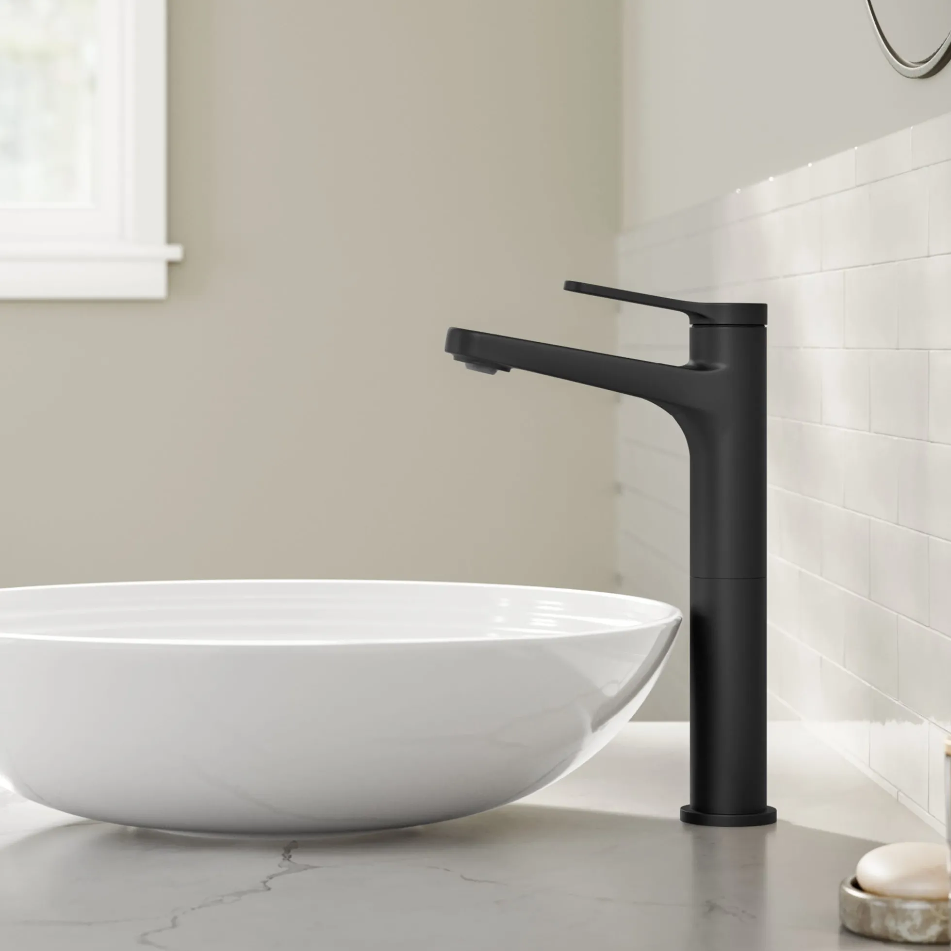 Single Handle Vessel Bathroom Faucet in Matte Black with Pop Up Drain and Supply Lines