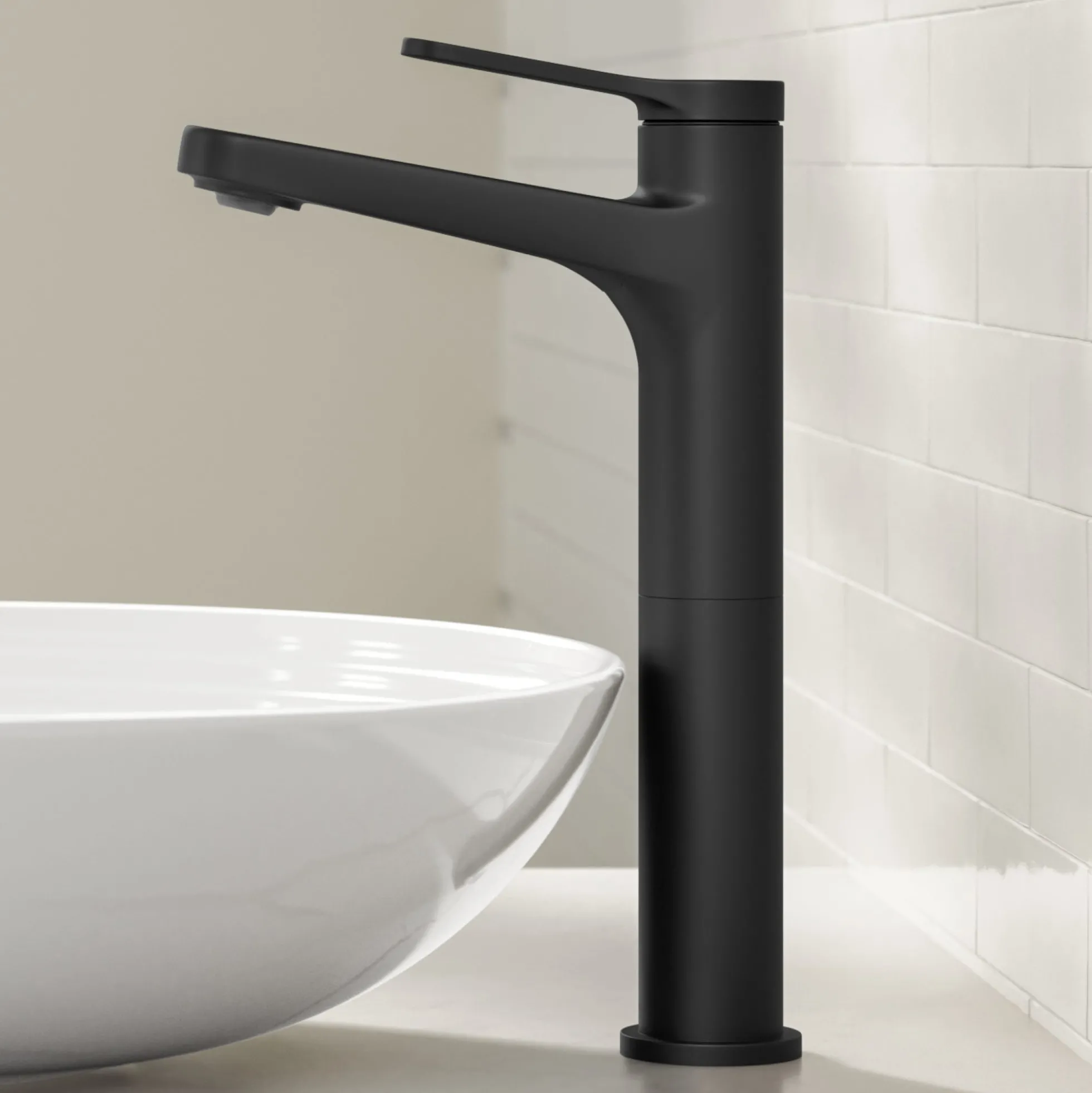 Single Handle Vessel Bathroom Faucet in Matte Black with Pop Up Drain and Supply Lines