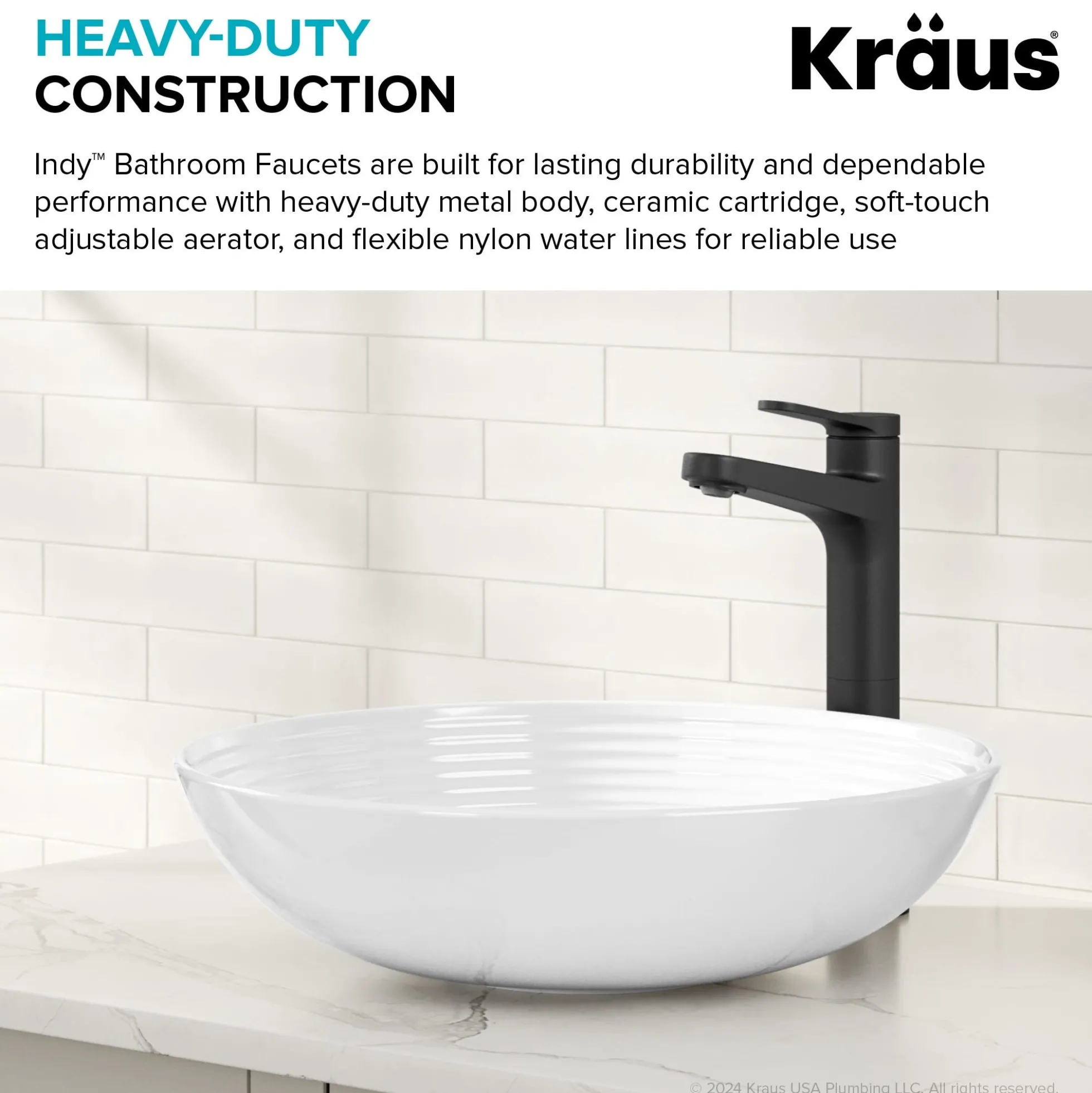 Single Handle Vessel Bathroom Faucet in Matte Black with Pop Up Drain and Supply Lines