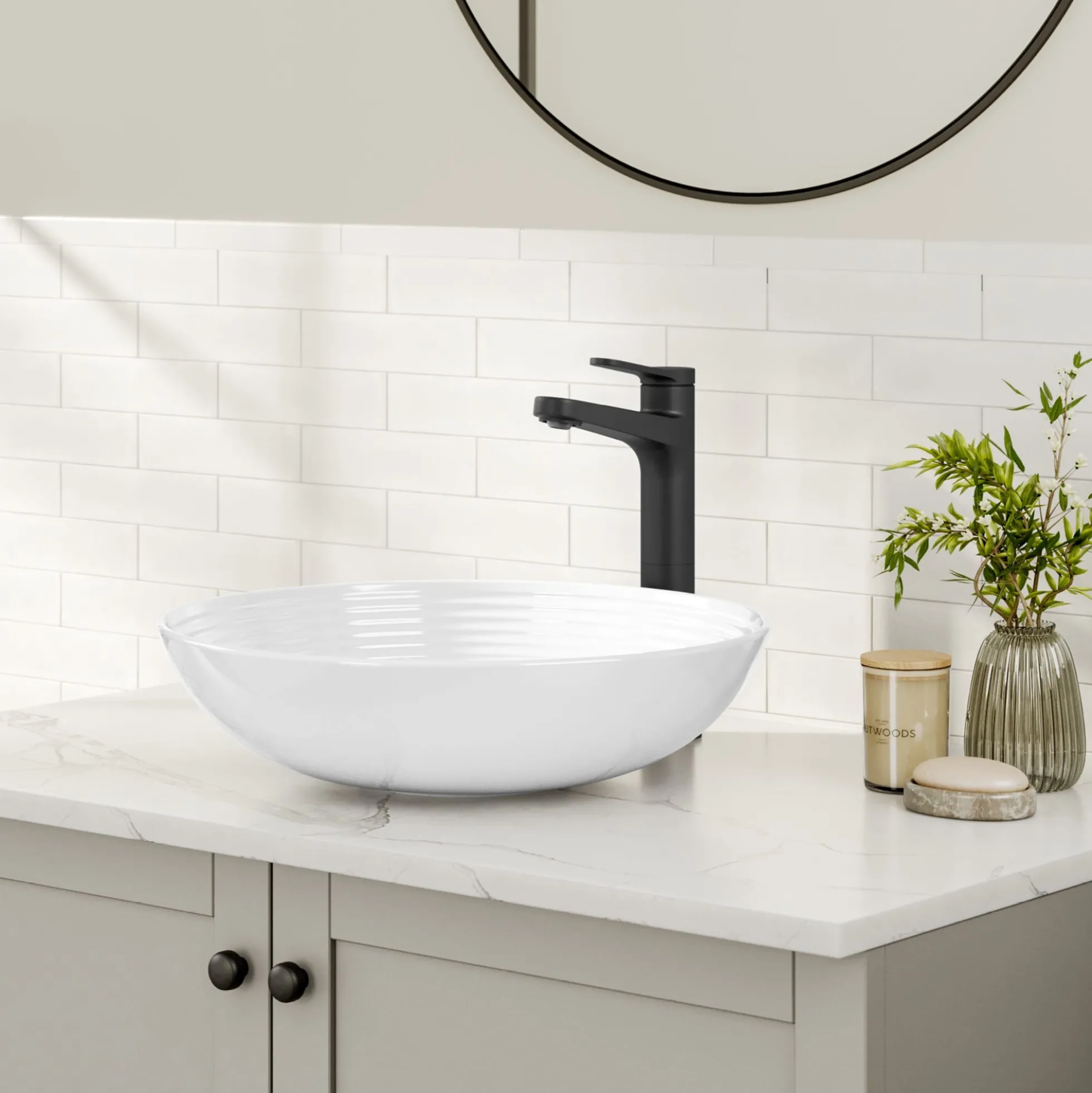 Single Handle Vessel Bathroom Faucet in Matte Black with Pop Up Drain and Supply Lines