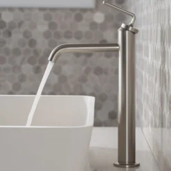 Single Handle Vessel Bathroom Faucet with Pop-Up Drain in Spot Free Stainless Steel (2-Pack)