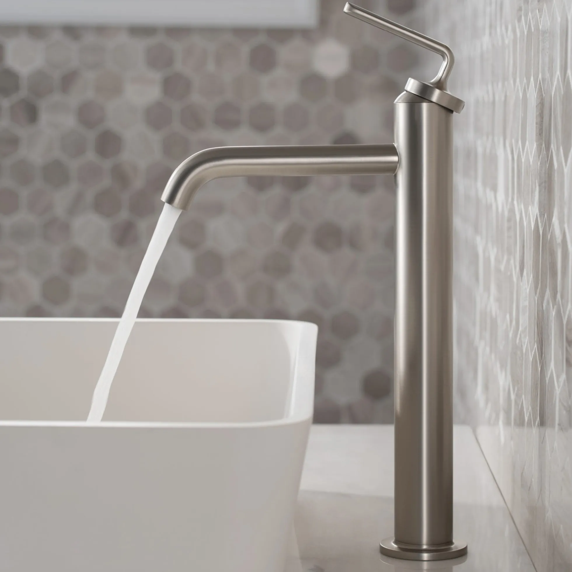 Single Handle Vessel Bathroom Faucet with Pop-Up Drain in Spot Free Stainless Steel (2-Pack)