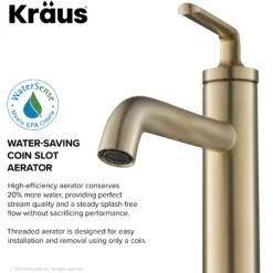 Single Handle Vessel Bathroom Faucet with Pop-Up Drain in Brushed Gold (2-Pack)