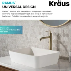 Single Handle Vessel Bathroom Faucet with Pop-Up Drain in Brushed Gold (2-Pack)