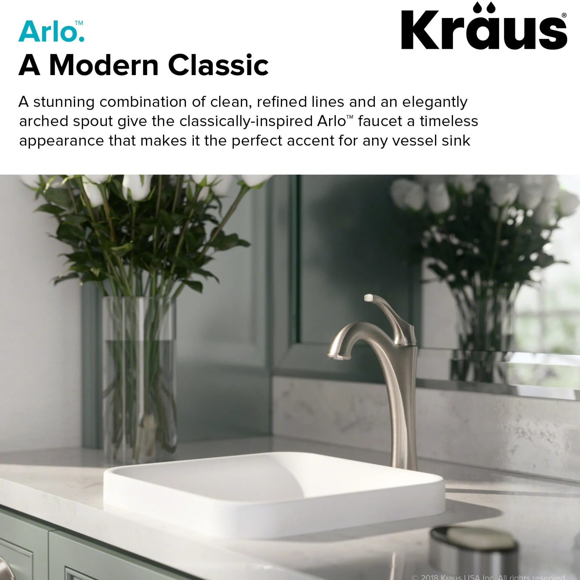 Single Handle Vessel Bathroom Faucet with Pop-Up Drain in Spot Free Stainless Steel (2-Pack)