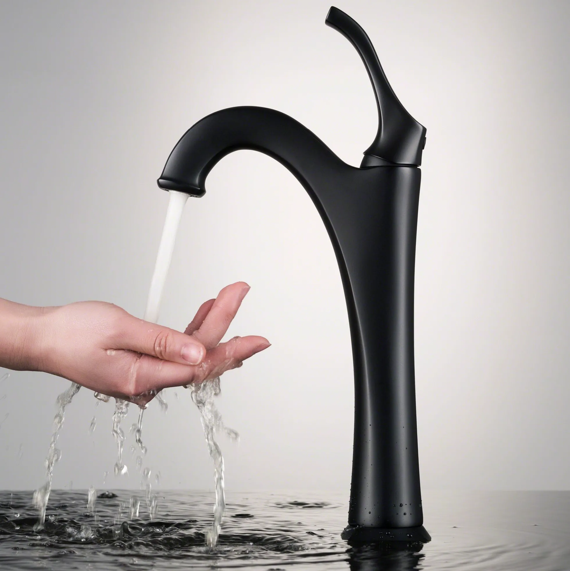 Single Handle Vessel Bathroom Faucet with Pop-Up Drain in Matte Black (2-Pack)