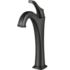 Single Handle Vessel Bathroom Faucet with Pop-Up Drain in Matte Black (2-Pack)